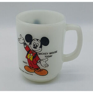 1980 VTG Anchor Hocking Milk Glass Mug Mickey Mouse Today Pepsi Collector Series
